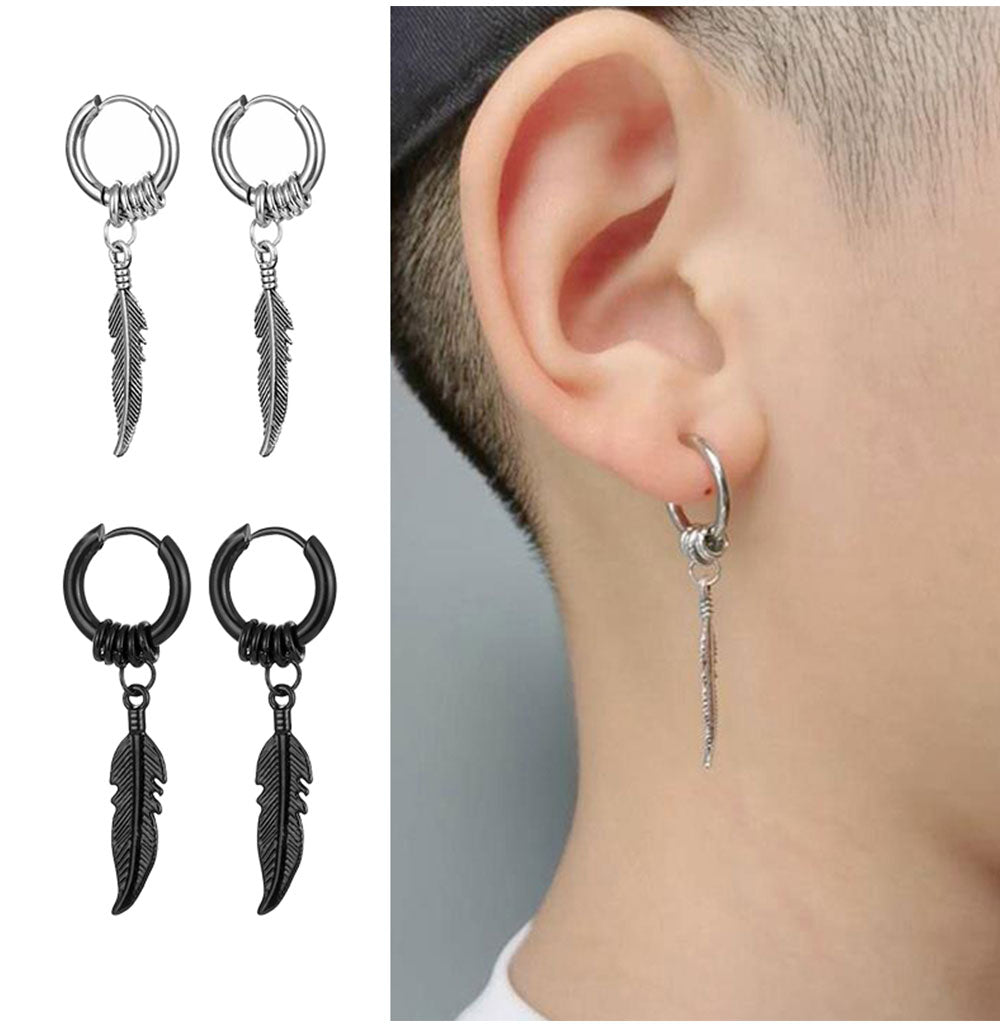 Celeste Cross Feather Studs