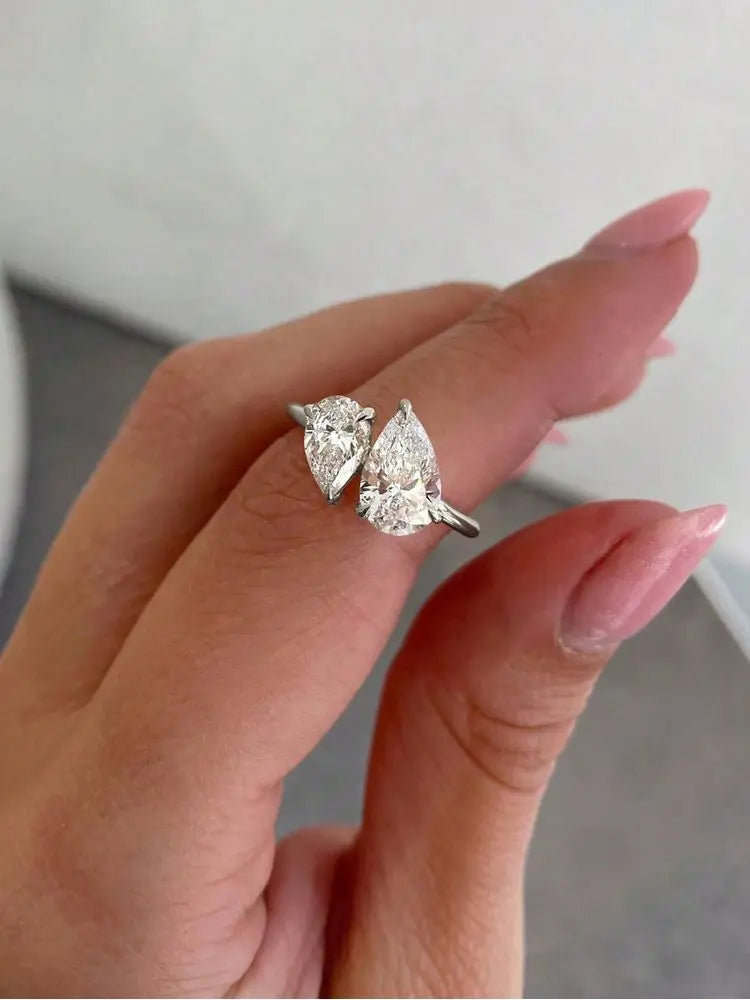 Sparkling Pear Drop Ring