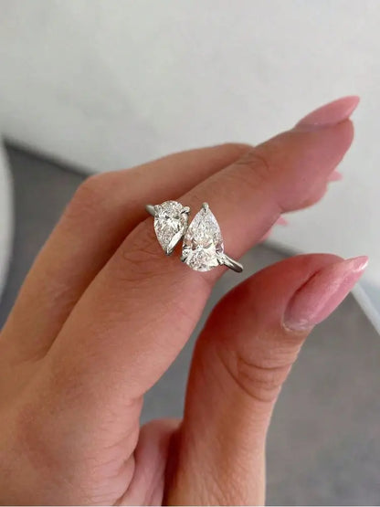 Sparkling Pear Drop Ring