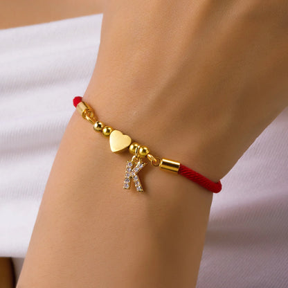 Celeste Heart Initial Rope Bracelet