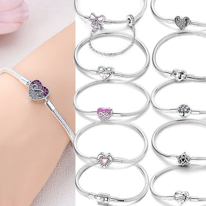 Celeste Heart Charm Snake Bracelet