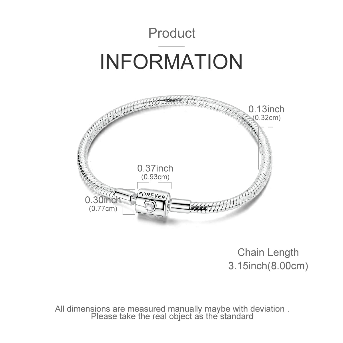 Celeste Heart Charm Snake Bracelet