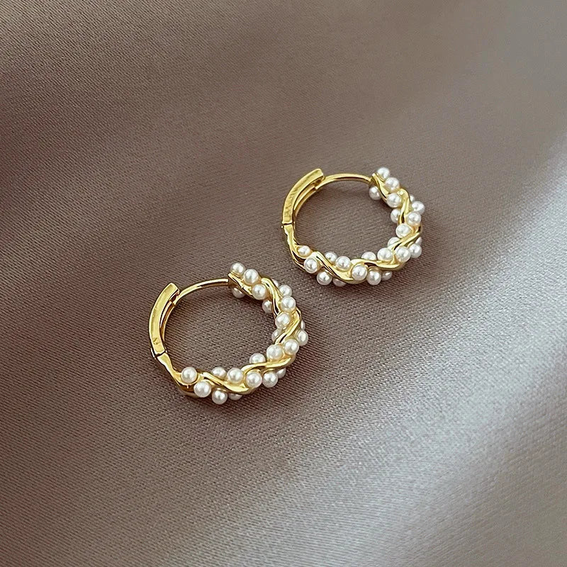 Celeste Pearl Circle Earrings