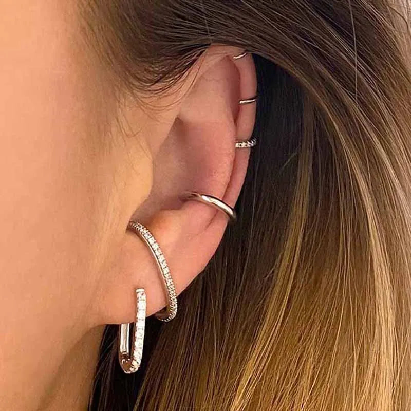 Celeste Crystal Silver Hoops