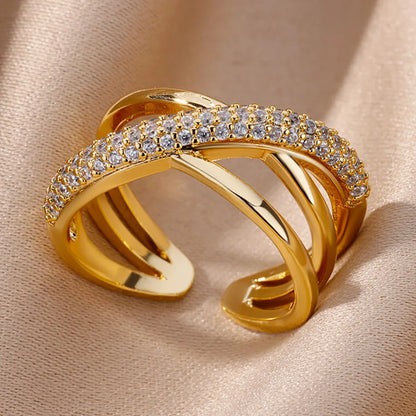 Gold Zircon Geometry Ring