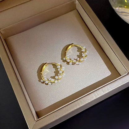 Celeste Pearl Circle Earrings