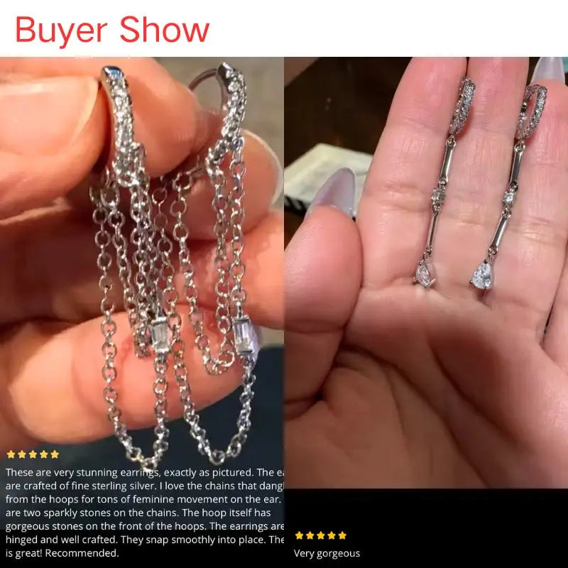 Celeste Crystal Silver Hoops