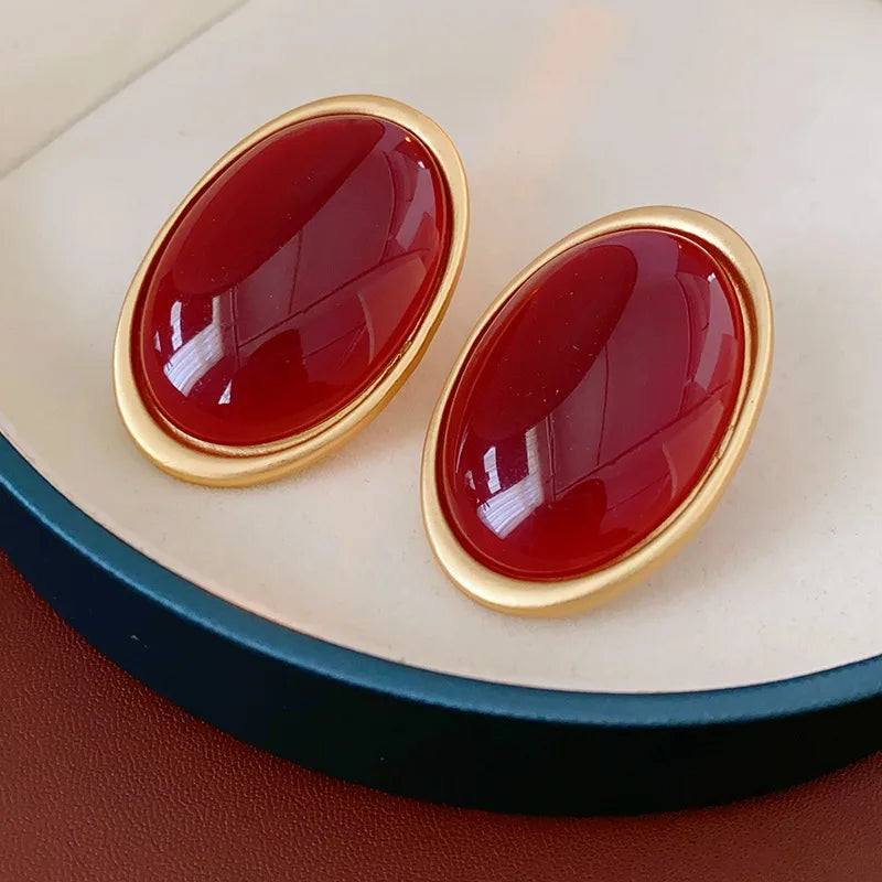Celeste Ruby Oval Studs