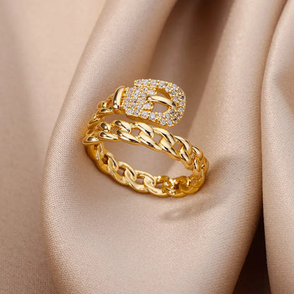 Gold Zircon Geometry Ring