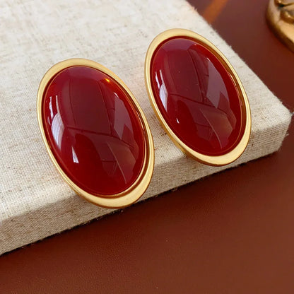 Celeste Ruby Oval Studs
