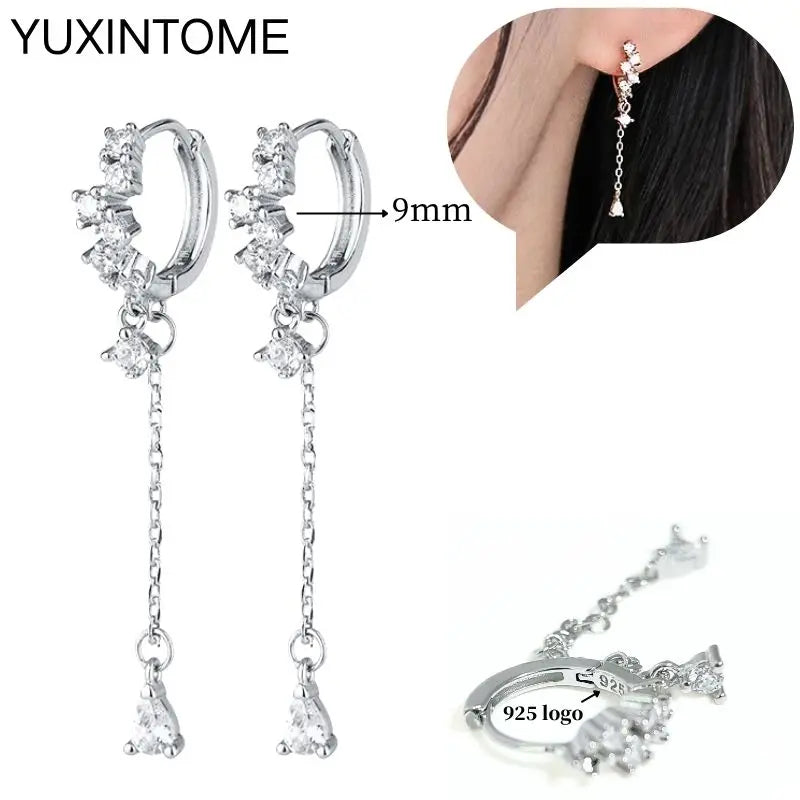 Celeste Crystal Silver Hoops
