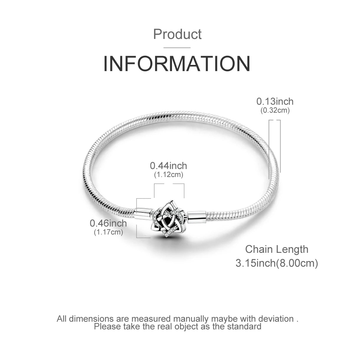 Celeste Heart Charm Snake Bracelet
