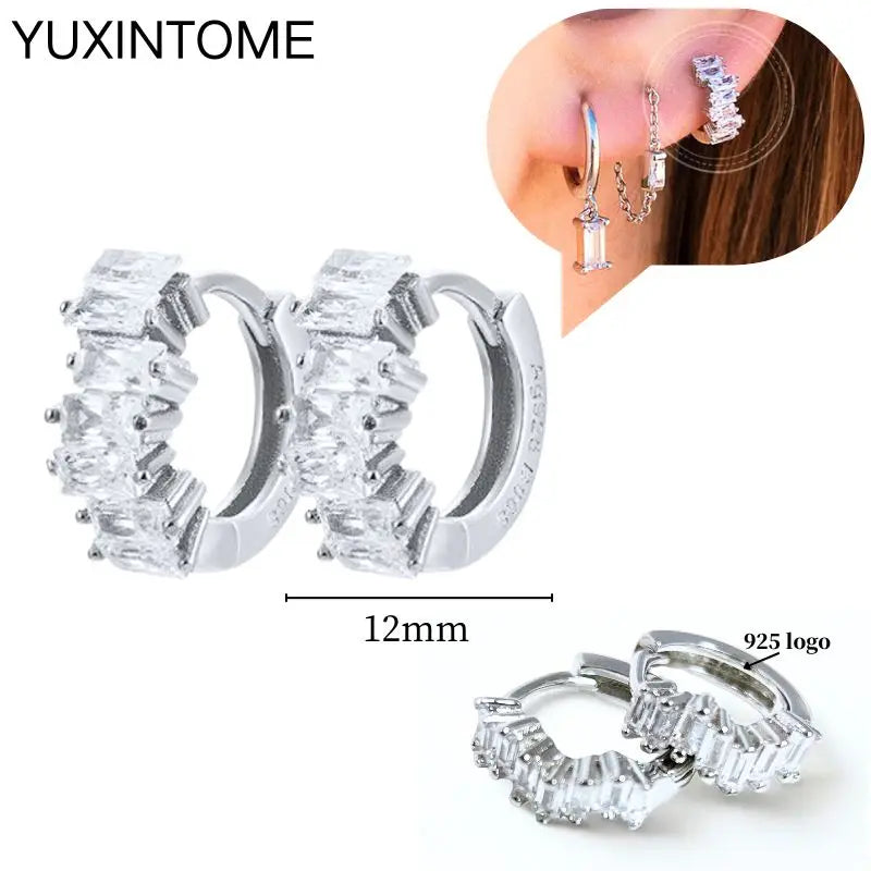 Celeste Crystal Silver Hoops