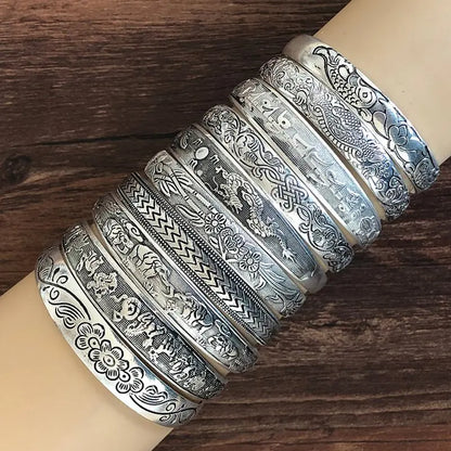 Retro Tibetan Silver Bangle