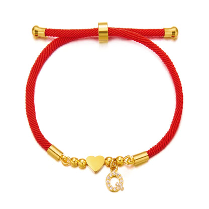 Celeste Heart Initial Rope Bracelet