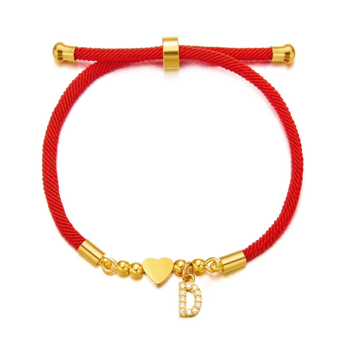 Celeste Heart Initial Rope Bracelet