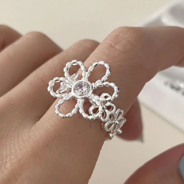 Retro Floral Sterling Ring