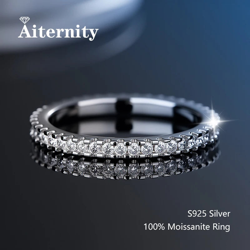 Sterling Moissanite Wedding Band