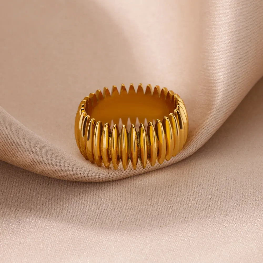 Gold Stripe Statement Ring