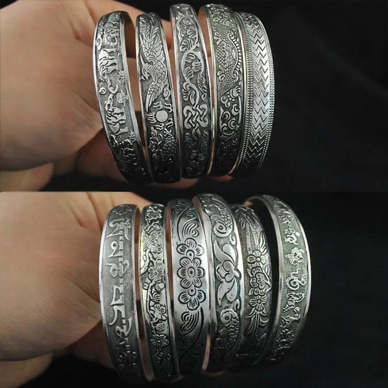 Retro Tibetan Silver Bangle