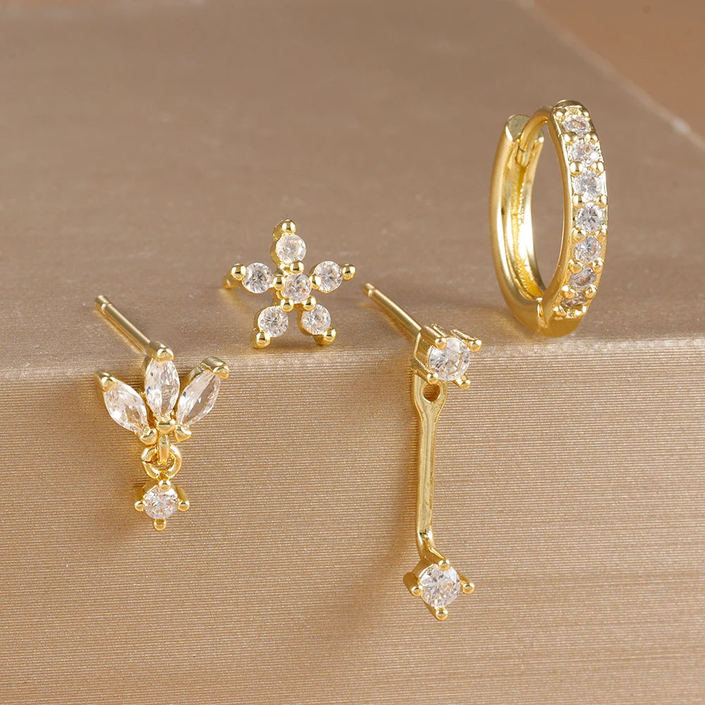Celeste Gold Huggie & Flower Set