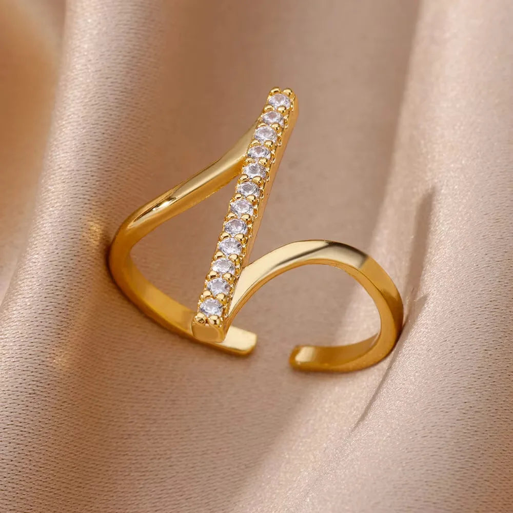 Gold Zircon Geometry Ring