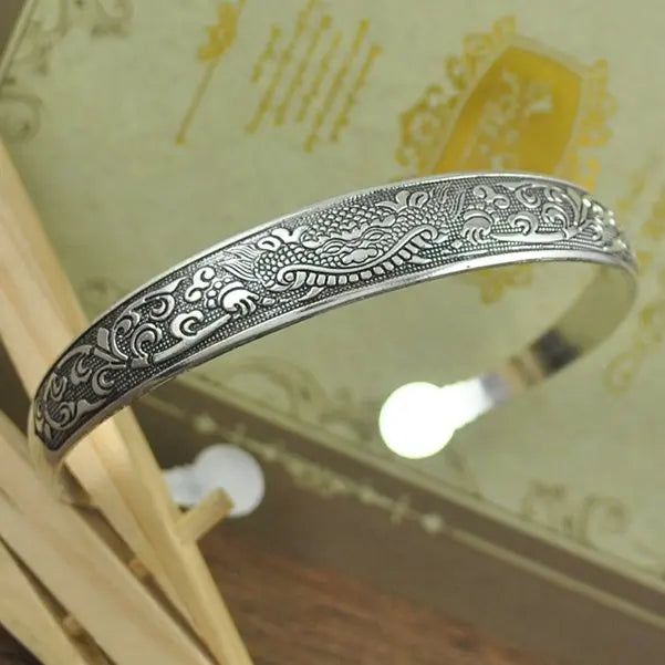 Retro Tibetan Silver Bangle