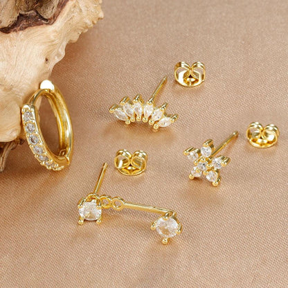 Celeste Gold Huggie & Flower Set