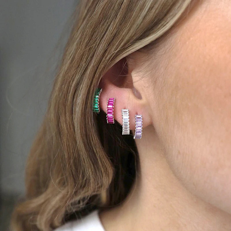 Celeste Crystal Silver Hoops