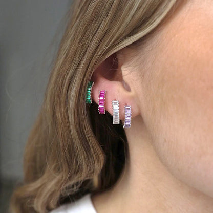 Celeste Crystal Silver Hoops