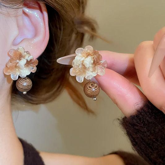 Celeste Amber Bloom Studs