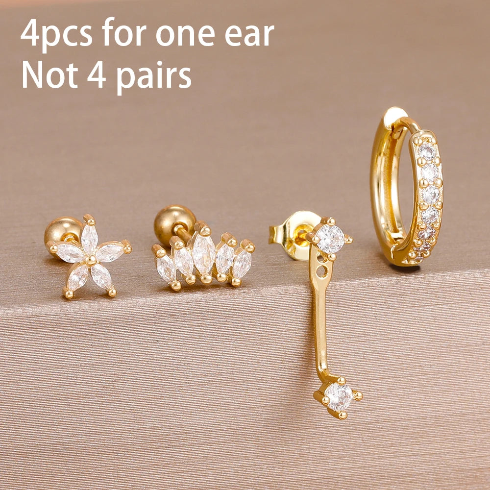 Celeste Gold Huggie & Flower Set