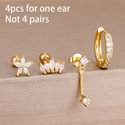Celeste Gold Huggie & Flower Set