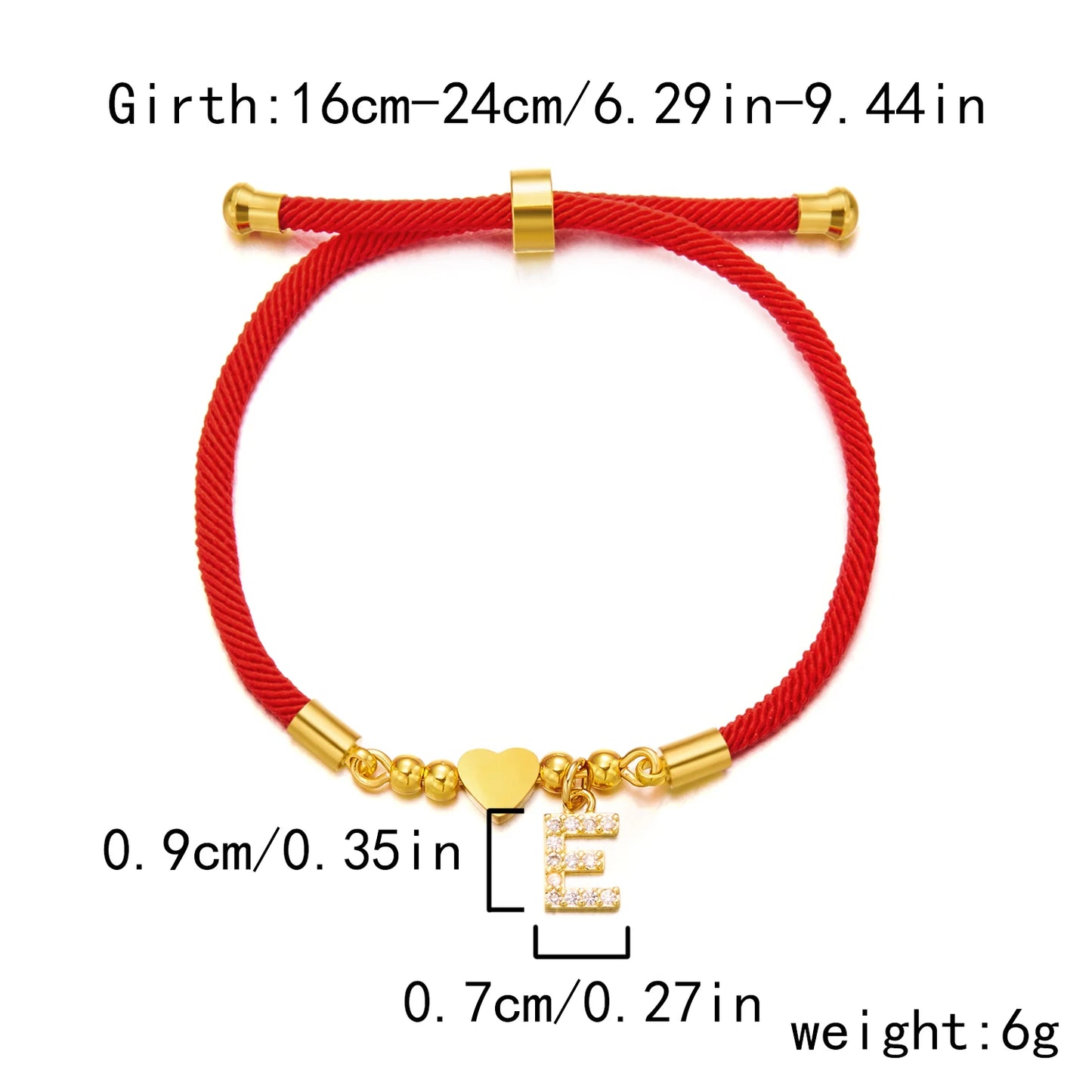 Celeste Heart Initial Rope Bracelet