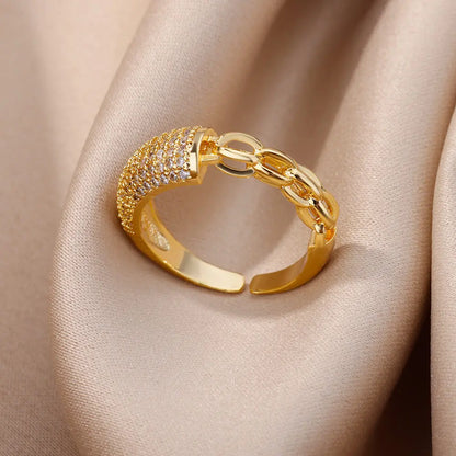 Gold Zircon Geometry Ring