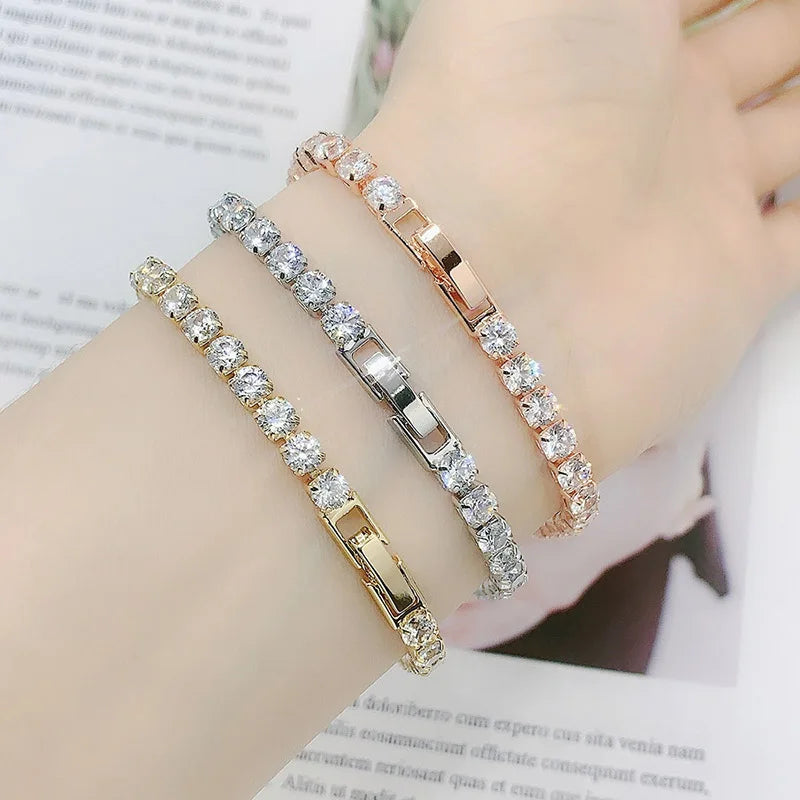 Silver CZ Tennis Chain Bracelet