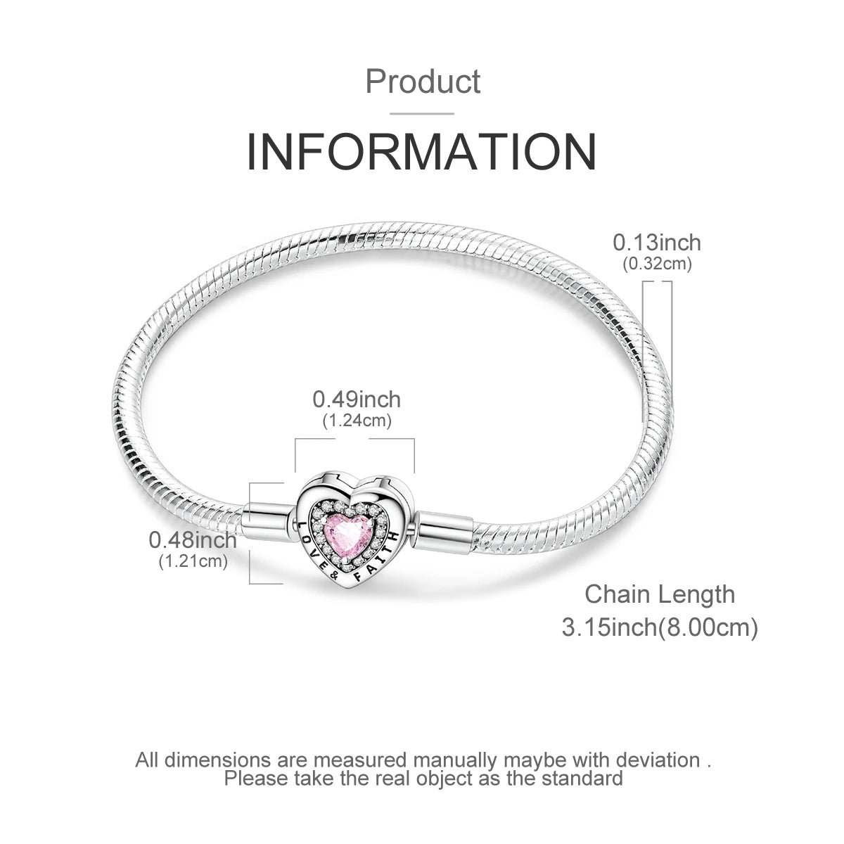 Celeste Heart Charm Snake Bracelet