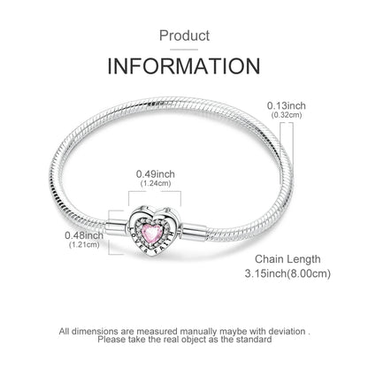 Celeste Heart Charm Snake Bracelet