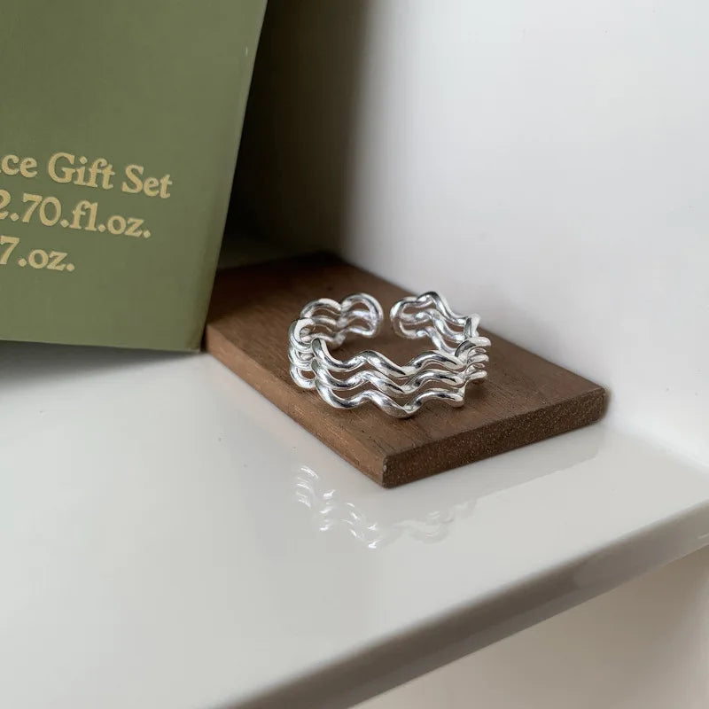 Celeste Double Wave Silver Ring