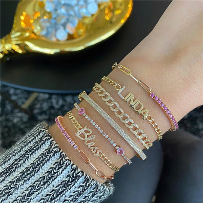 Rainbow Crystal Chain Bracelet