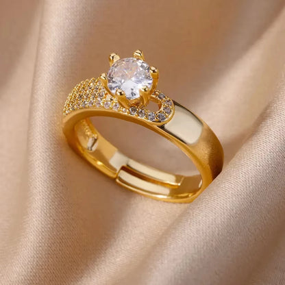 Gold Zircon Geometry Ring