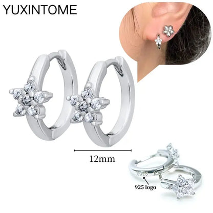 Celeste Crystal Silver Hoops