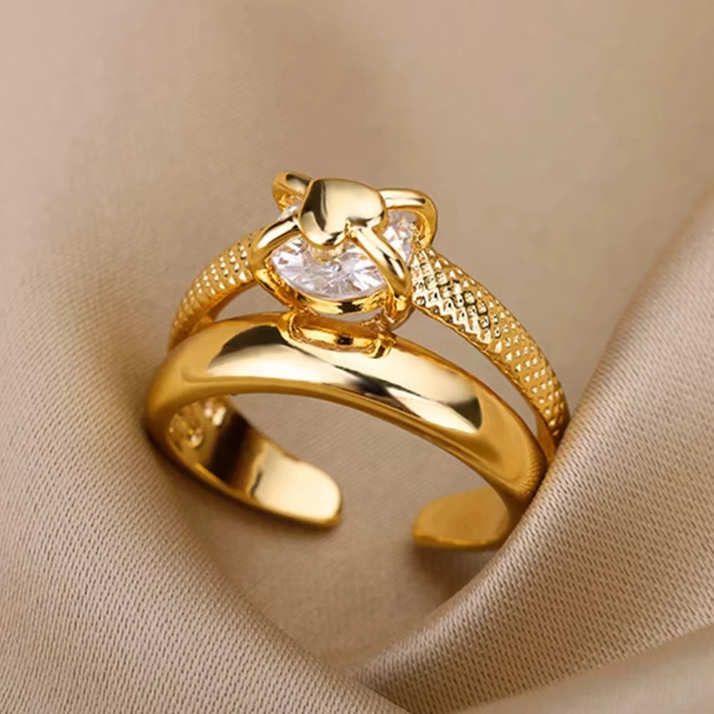 Gold Zircon Geometry Ring
