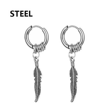 Celeste Cross Feather Studs