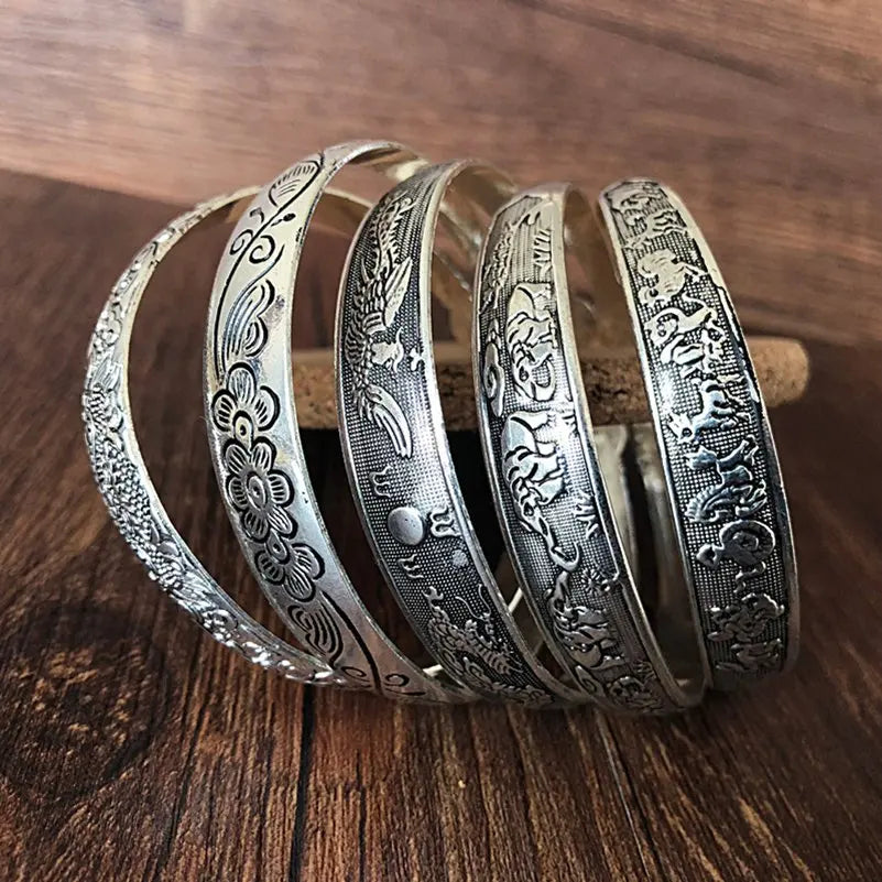 Retro Tibetan Silver Bangle
