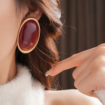 Celeste Ruby Oval Studs