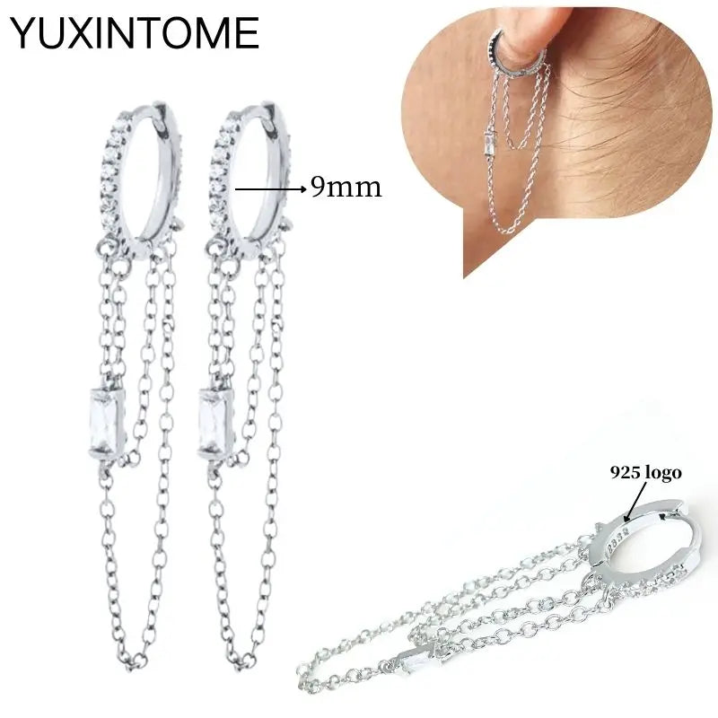 Celeste Crystal Silver Hoops