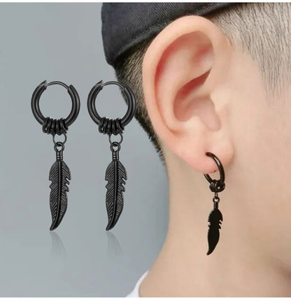 Celeste Cross Feather Studs