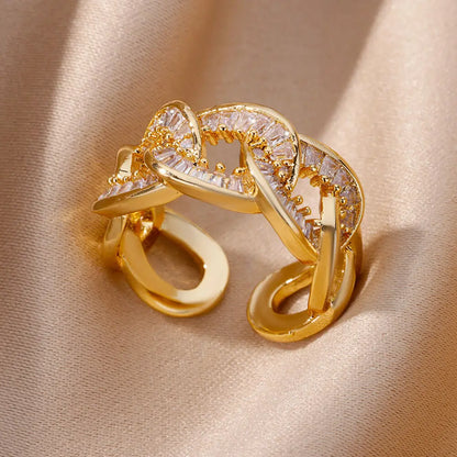 Gold Zircon Geometry Ring