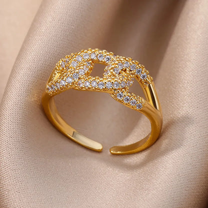 Gold Zircon Geometry Ring